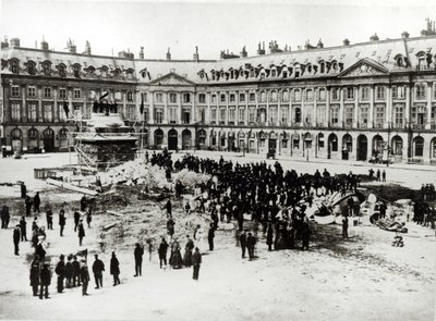 Destruction of the Vendome Column during the Commune, 1871 by French Photographer